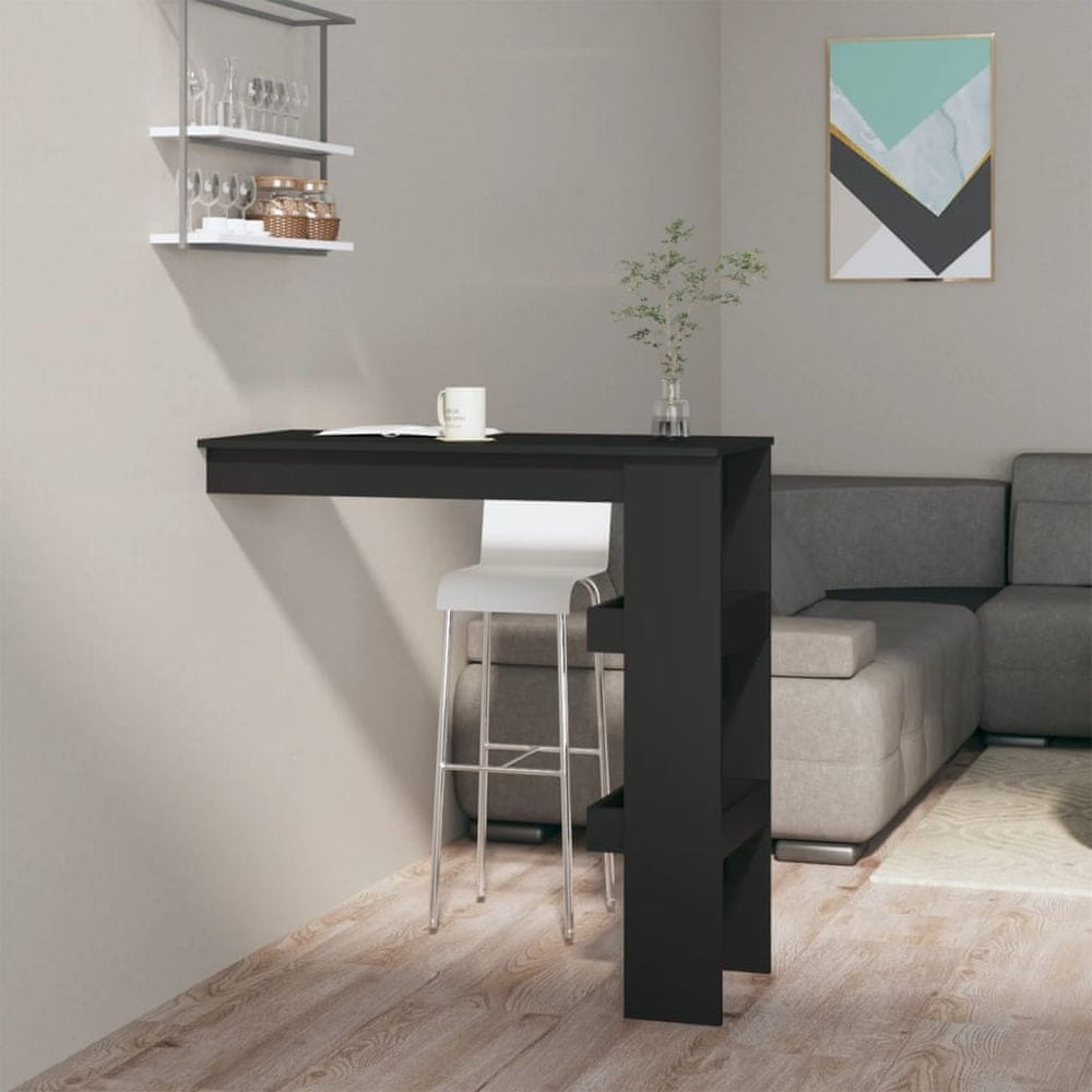Petromila vidaXL Nástenný barový stôl čierny 102x45x103,5cm spracované drevo